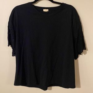 Tiny Black Short Sleeve Embroidered T-Shirt